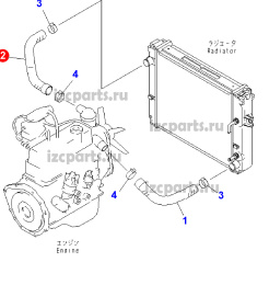 картинка Патрубок радиатора Komatsu-16 5k  верхний от магазина IZC
